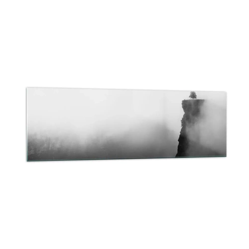 Impression sur verre - Image sur verre - Un arbre solitaire au bord d'une falaise entouré de brouillard - 160x50cm - Au bord du monde - Décoration murale moderne pour le salon et la chambre ARTTOR