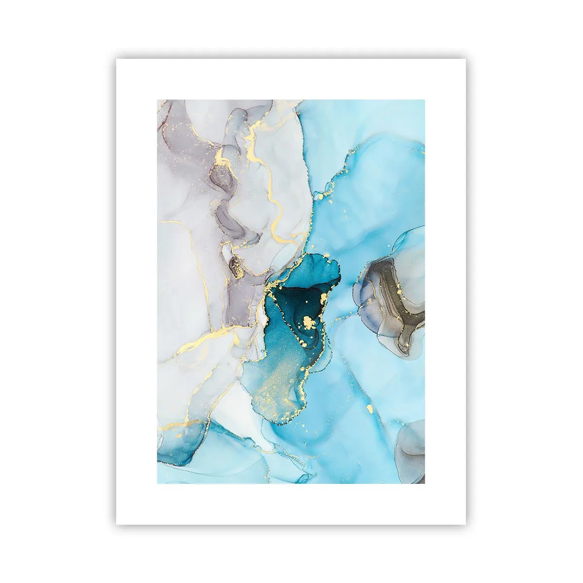 Affiche - Poster - Etude de la rencontre gris et turquoise - 30x40 cm