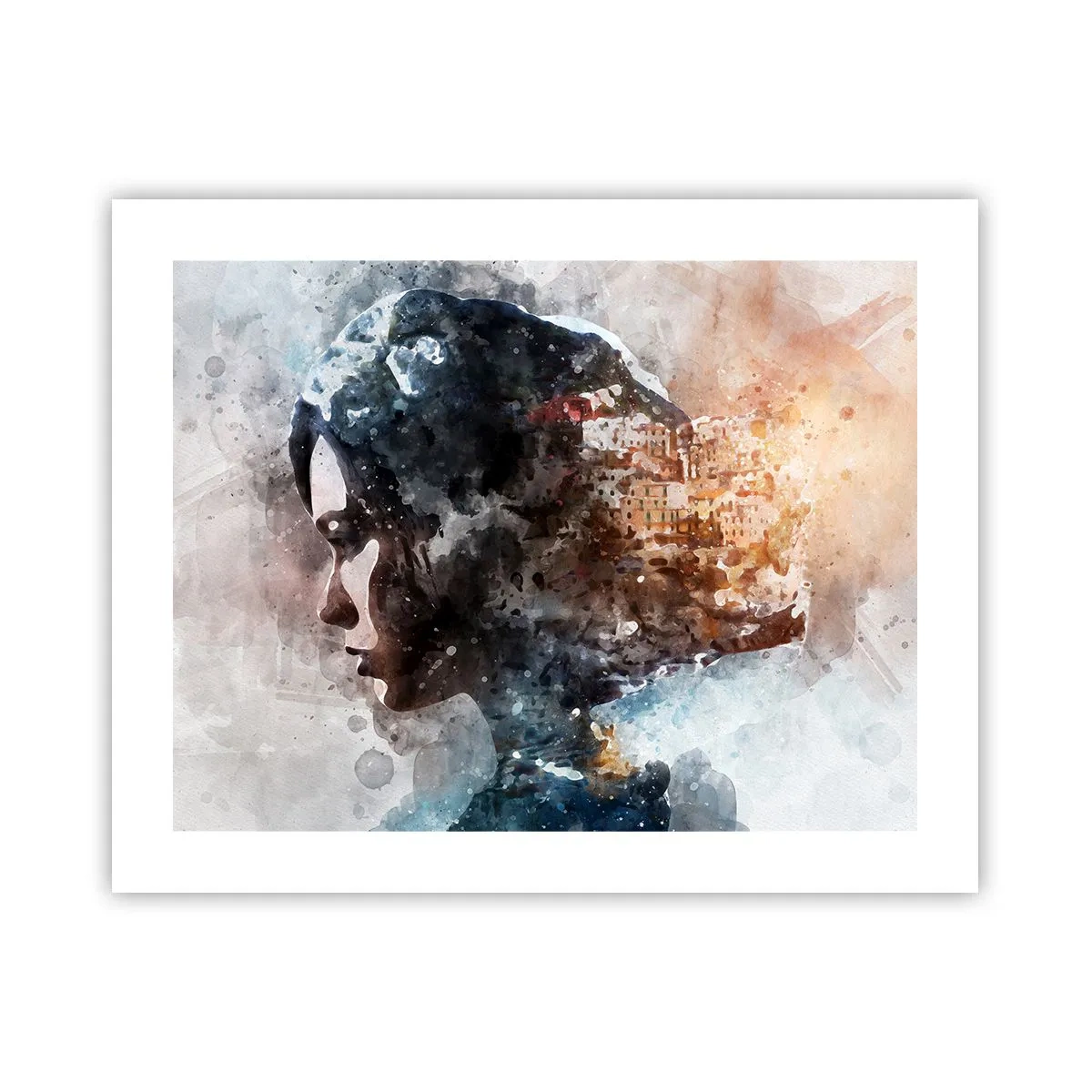 Affiche - Poster - L'histoire d'une fille avec une ville en arrière-plan - 50x40 cm