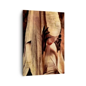 Impression sur toile - Image sur toile - Une femme voilée au style mystérieux sur un fond sombre - 50x70cm - Entre le bon et le mauvais - Décoration murale moderne pour le salon et la chambre ARTTOR