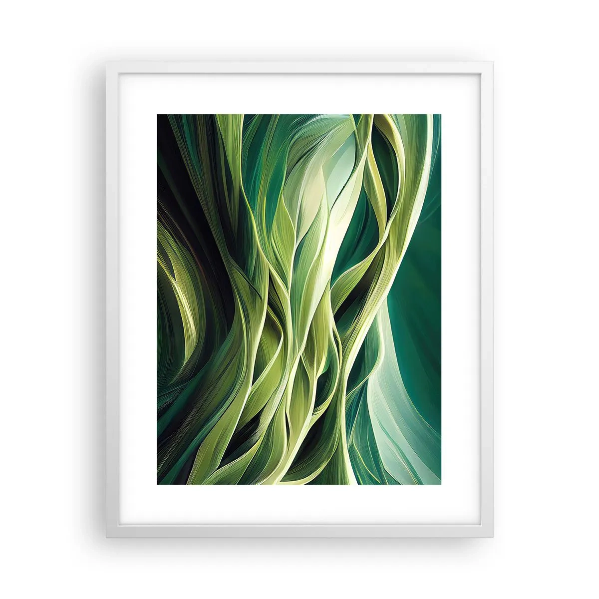 Affiche dans un cadre blanc - Poster - Jeu de vert abstrait - 40x50 cm