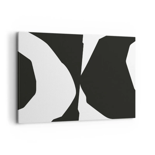 Impression sur toile - Image sur toile - Motif de contraste abstrait en noir et blanc - 100x70cm - Positif négatif - Décoration murale moderne pour le salon et la chambre ARTTOR