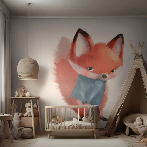 Papier Peint Autocollant Deluxe Sticker - Est-ce que ça me va? - Pour les enfants, Renard, Conte de fées - 100x70 cm