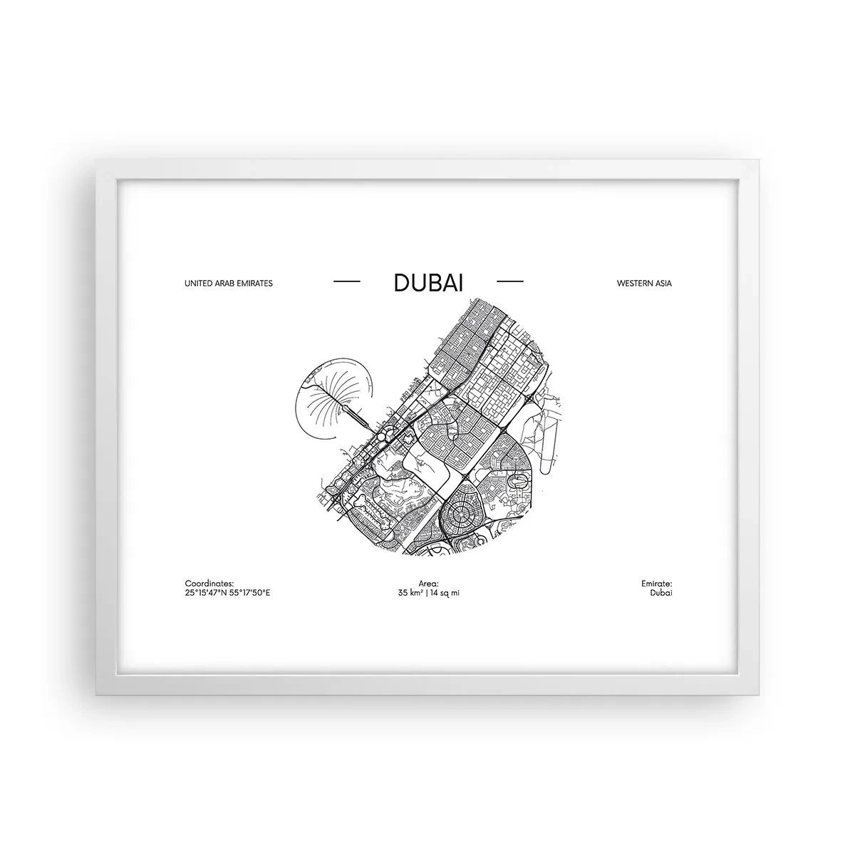 Affiche dans un cadre blanc - Poster - Anatomie de Dubaï - 50x40 cm