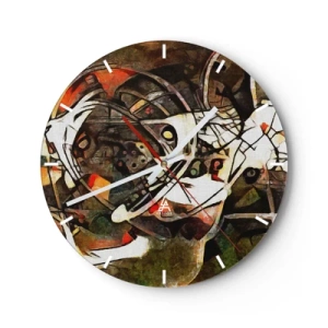 Horloge murale - Pendule murale - Abstraction avec des lignes dynamiques et des accents colorés - 30x30cm - Vous entendez le mouvement ? - Décoration murale moderne pour le salon, la cuisine et la chambre ARTTOR
