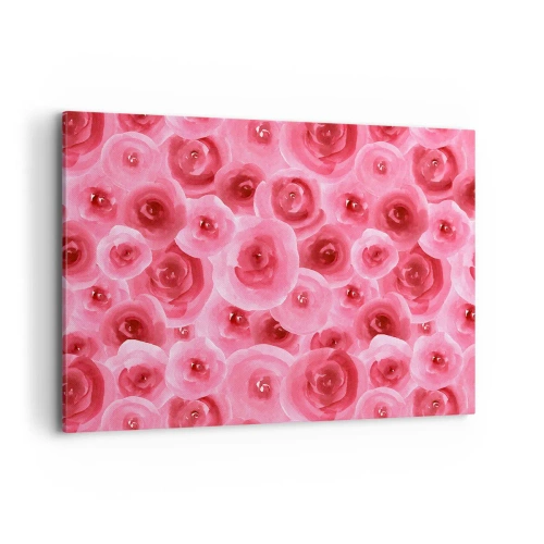 Impression sur toile - Image sur toile - Roses délicates dans des tons pastel de rose - 100x70cm - Roses en-haut et en-bas - Décoration murale moderne pour le salon et la chambre ARTTOR