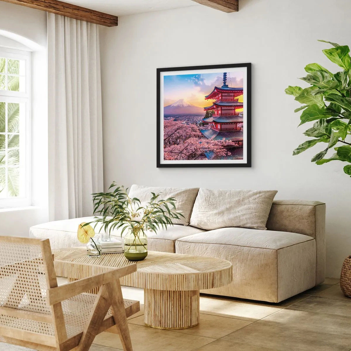 Affiche dans un cadre noir - Poster - Essence d'âme japonnaise - 60x60 cm