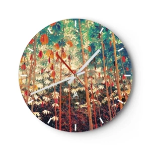 Horloge murale - Pendule murale - La vie secrète des feuilles - 40x40 cm