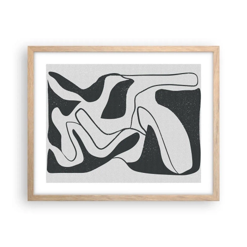 Affiche dans un chêne clair - Poster - Amusement de labyrinthe abstrait - 50x40 cm