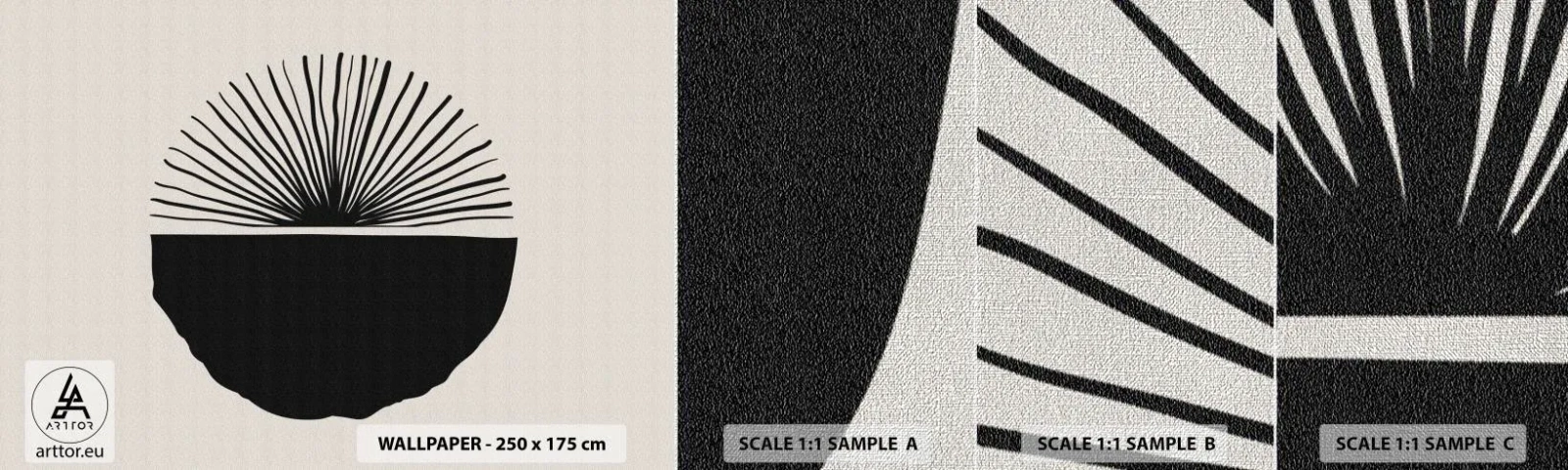 Échantillon de Papier Peint Premium Canvas - Une gamme de possibilités - Bohème, Minimaliste, Esquisser - 100x30 cm