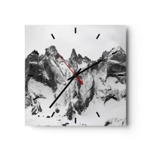 Horloge murale - Pendule murale - Des sommets enneigés en noir et blanc - 30x30cm - Crête dangereuse de granit - Décoration murale moderne pour le salon et la chambre ARTTOR