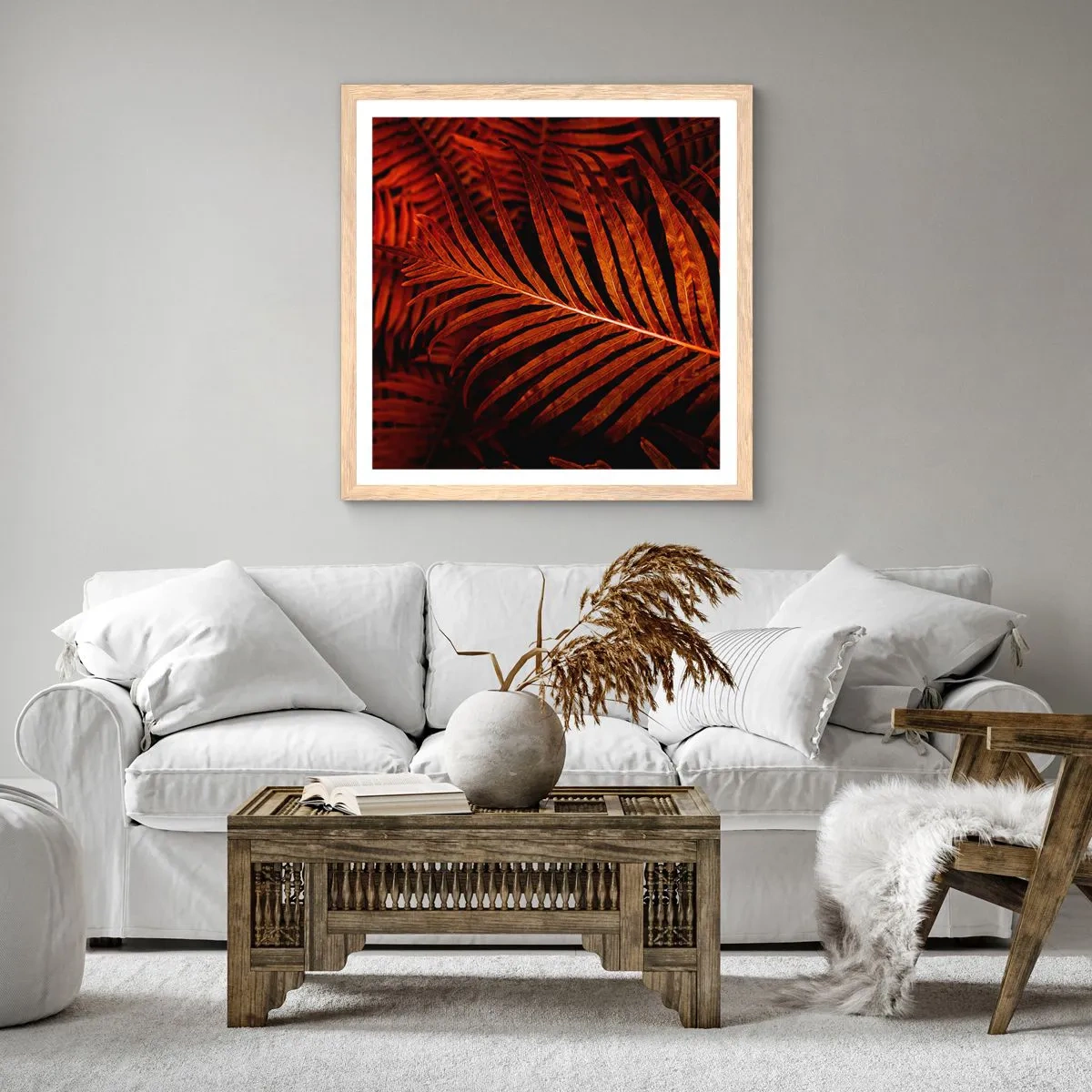 Affiche dans un chêne clair - Poster - Chaleur de la vie - 60x60 cm