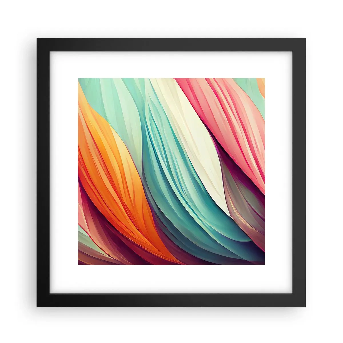 Affiche dans un cadre noir - Poster - Tissage arc-en-ciel - 30x30 cm