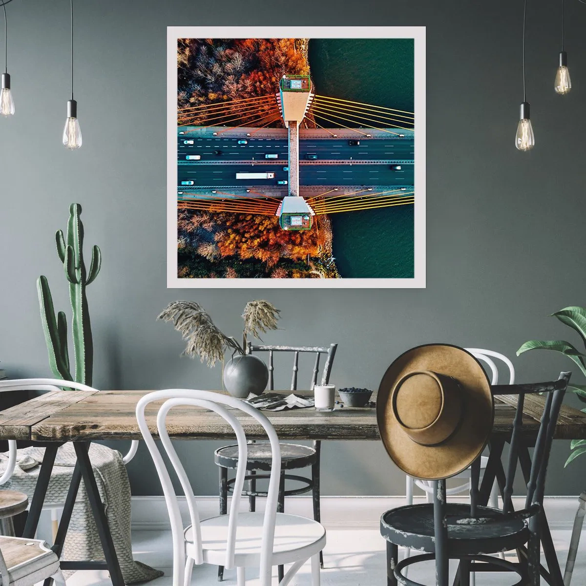 Affiche - Poster - Au dessus de l'eau et de la forêt - 60x60 cm