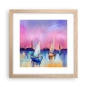 Affiche dans un chêne clair - Poster - Direction: les eaux larges - 30x30 cm