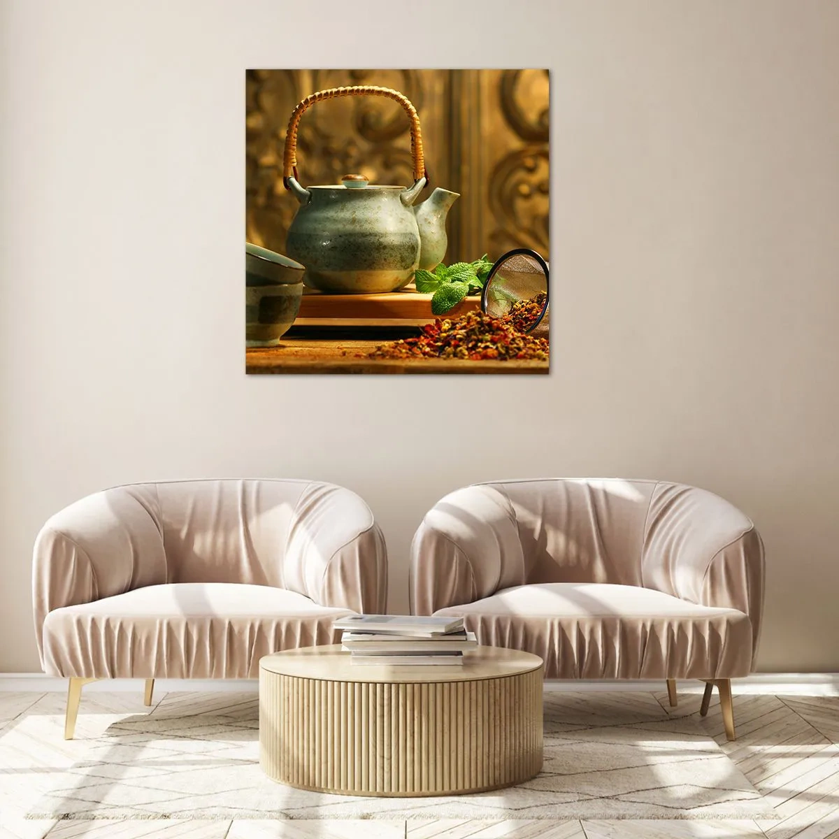 Impression sur verre - Image sur verre - Un traité sur la consommation de thé - 40x40 cm