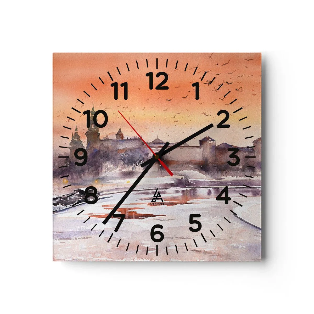 Horloge murale - Pendule murale - Coucher de soleil royal - 40x40 cm