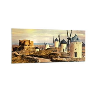 Impression sur verre - Image sur verre - Don Quichotte est sur le point d'arriver - 100x40 cm