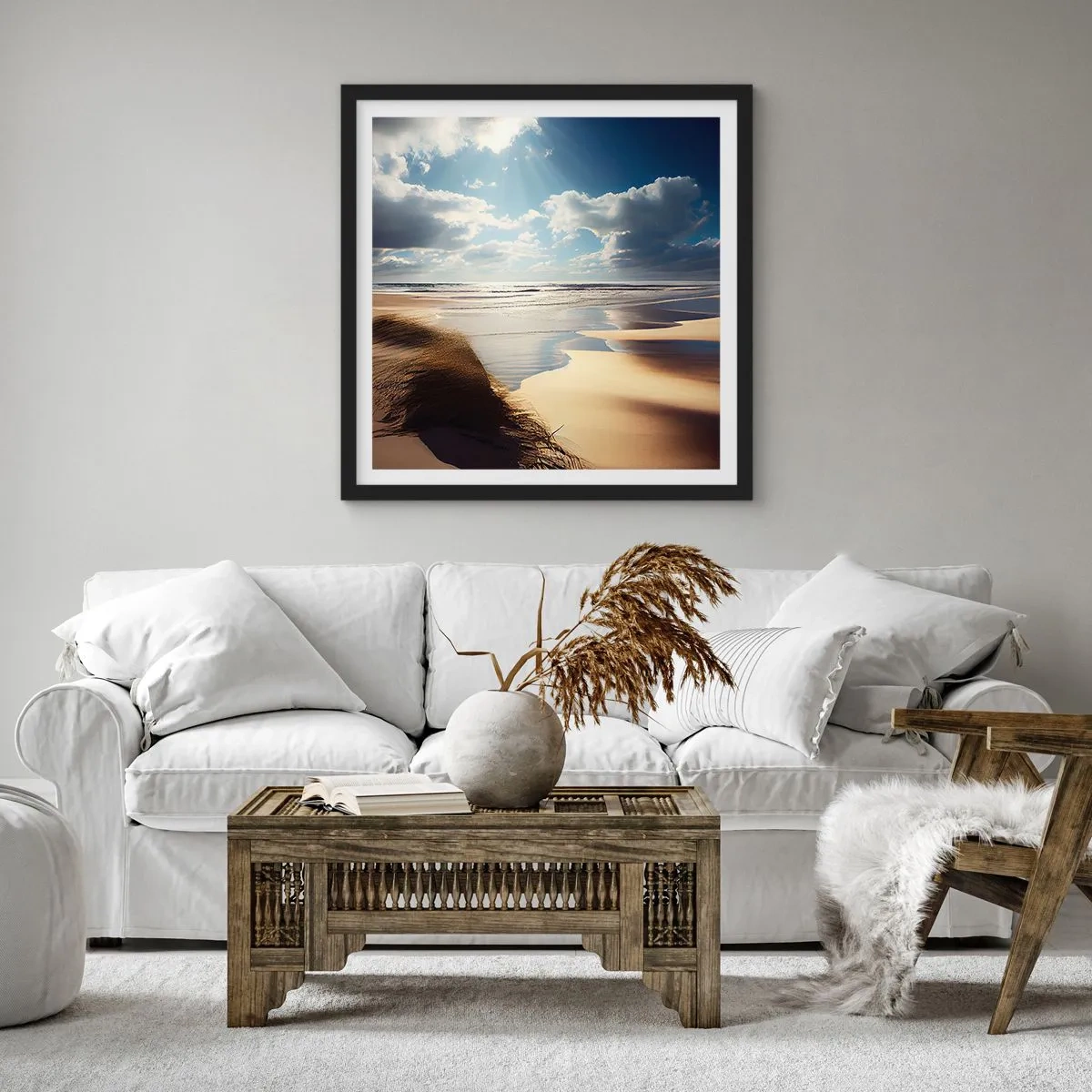 Affiche dans un cadre noir - Poster - Plage, plage sauvage - 40x40 cm