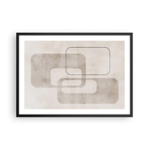 Affiche dans un cadre noir - Poster - Une composition minimaliste avec des rectangles dans des tons beiges sur un fond subtil. - 70x50cm - Fugue géométrique - Décoration murale moderne pour le salon et la chambre ARTTOR