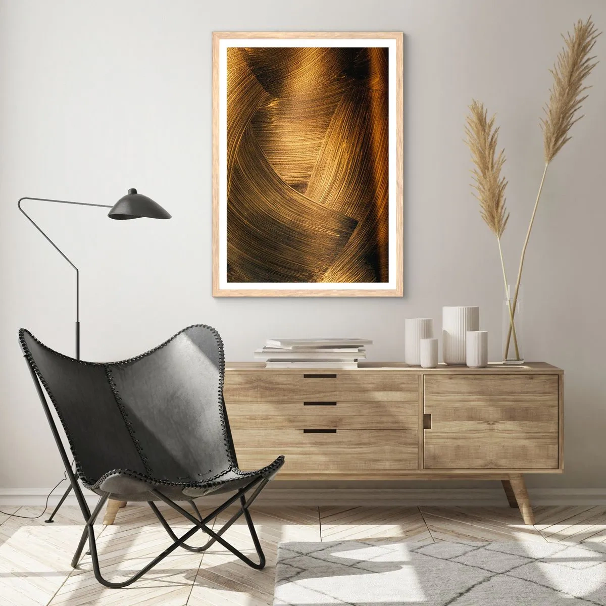 Affiche dans un chêne clair - Poster - Dans un labyrinthe en or - 70x100 cm