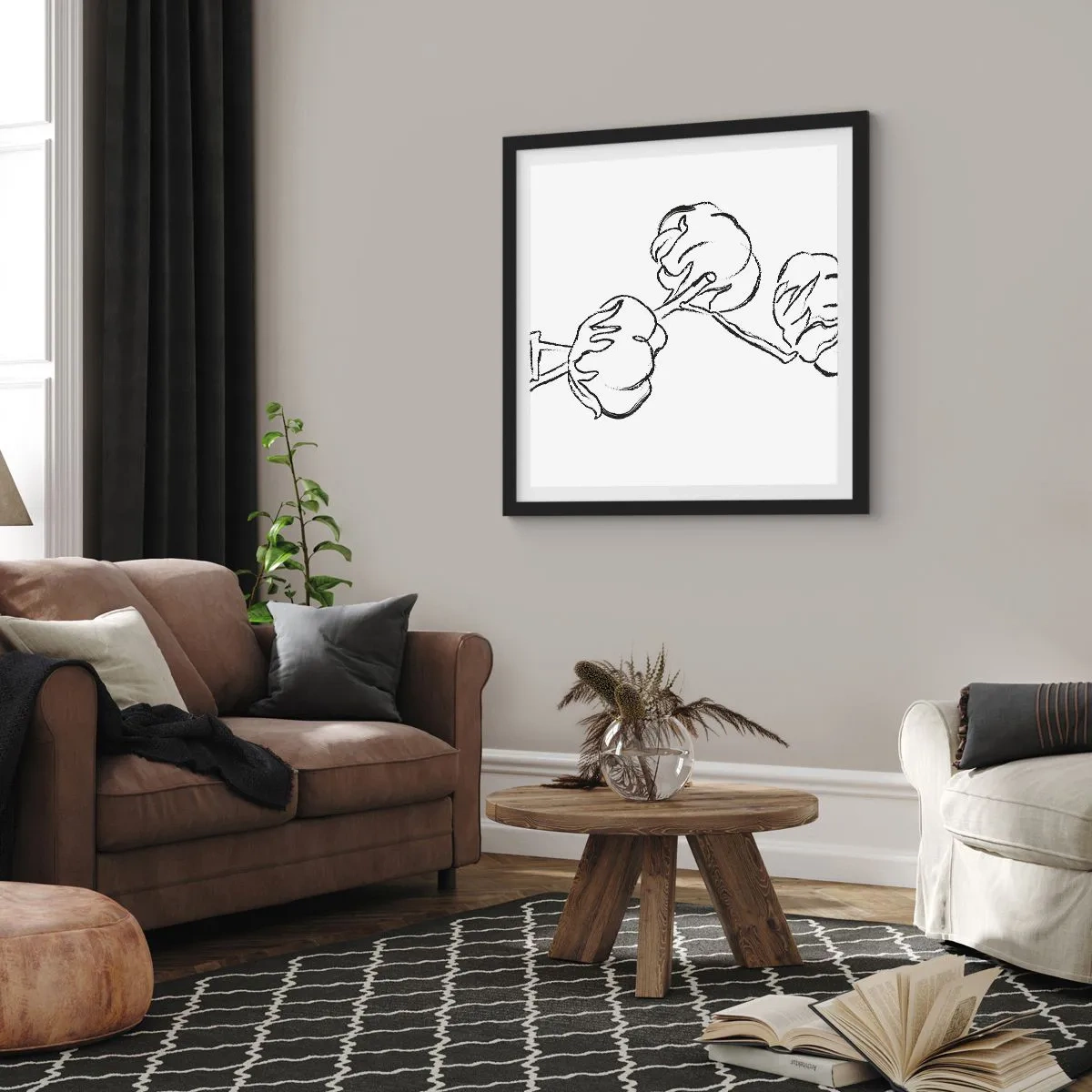 Affiche dans un cadre noir - Poster - Duvet de coton - 50x50 cm