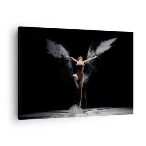 Impression sur toile - Image sur toile - Une danseuse en mouvement avec un effet de poussière saisissant sur fond noir - 70x50cm - Les elfes existent - Décoration murale moderne pour le salon et la chambre ARTTOR
