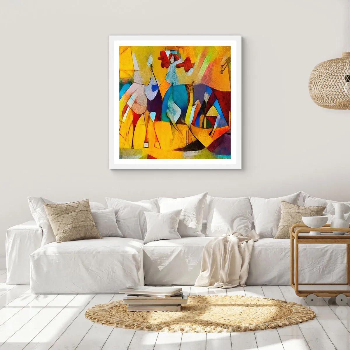 Affiche dans un cadre blanc - Poster - Soleil - vie - joie - 40x40 cm