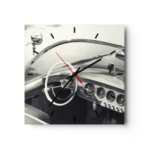 Horloge murale - Pendule murale - Intérieur de voiture classique de style monochrome - 30x30cm - Temps pour riche - Décoration murale moderne pour le salon et la chambre ARTTOR