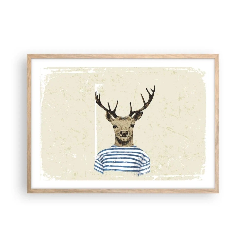 Affiche dans un chêne clair - Poster - Parce que j'aime les chemises rayées - 70x50 cm