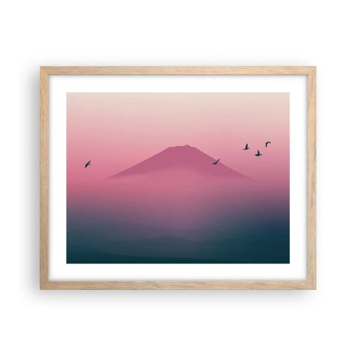 Affiche dans un chêne clair - Poster - Des pèlerins au dessus des nuages - 50x40 cm