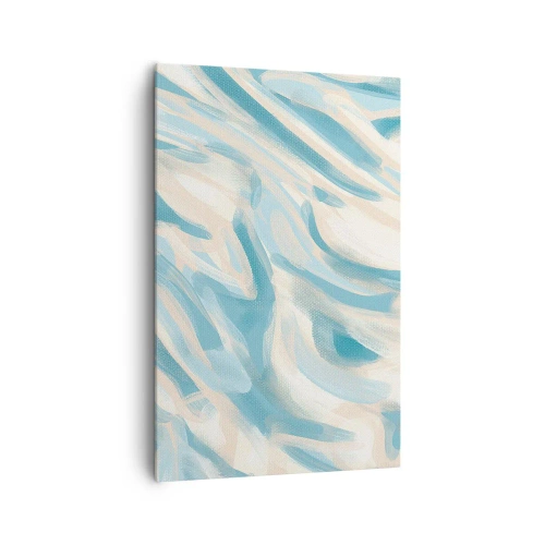 Impression sur toile - Image sur toile - Des stries bleues abstraites sur un fond clair - 80x120cm - Brise printanière - Décoration murale moderne pour le salon et la chambre ARTTOR