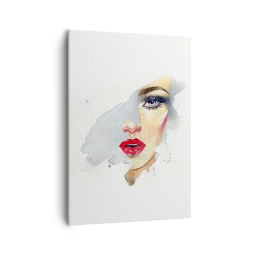 Impression sur toile - Image sur toile - Portrait à l'aquarelle d'une femme au regard intense. - 50x70cm - Reflet dans une goutte d'eau - Décoration murale moderne pour le salon et la chambre ARTTOR