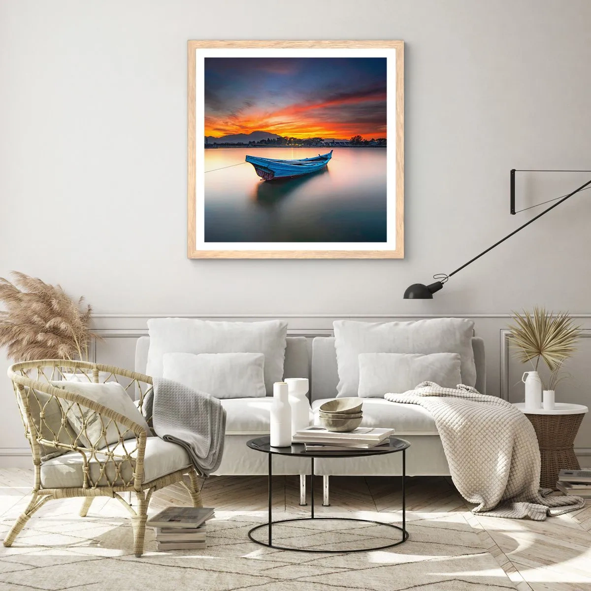 Affiche dans un chêne clair - Poster - Une bonne nuit arrive - 50x50 cm