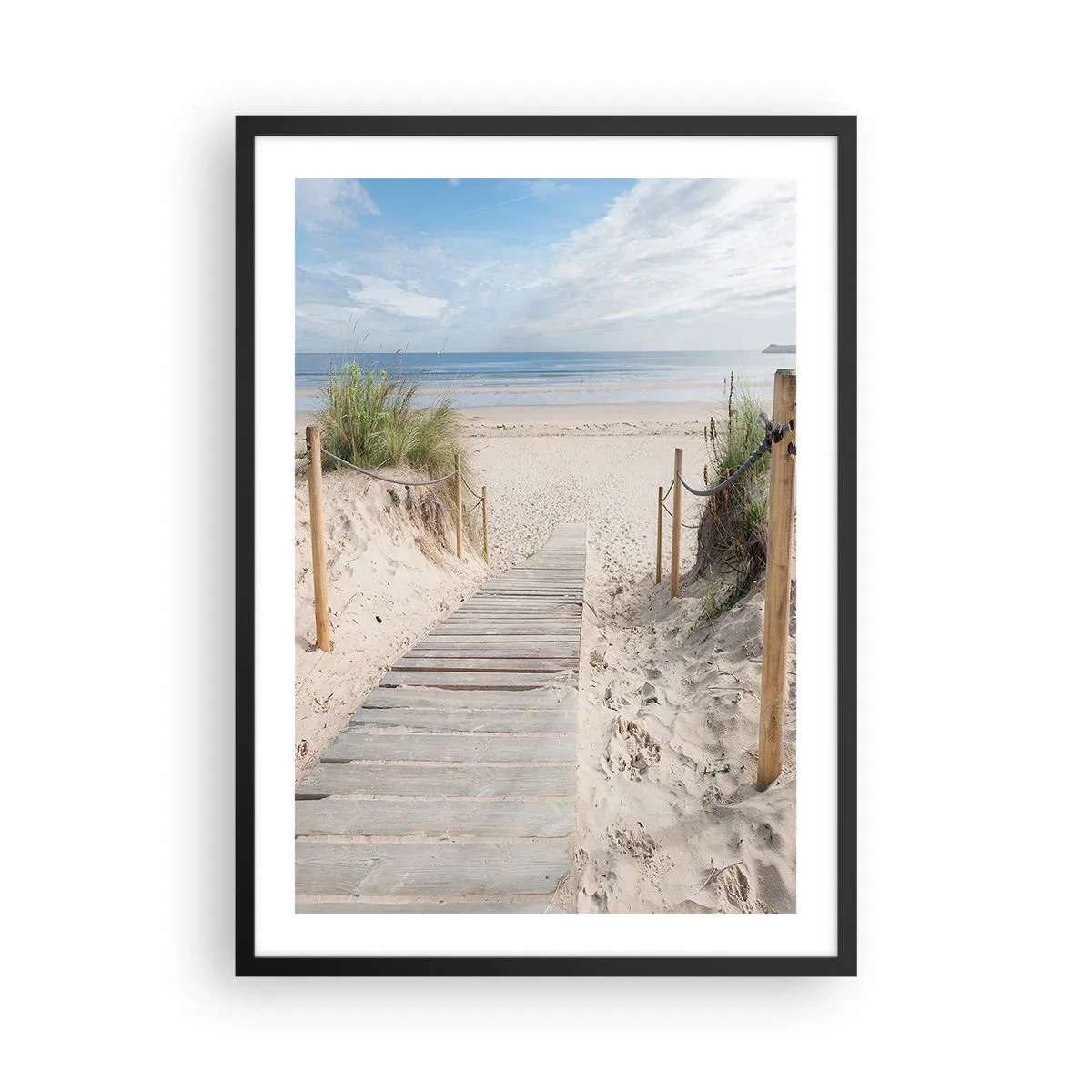 Affiche dans un cadre noir - Poster - Chemin vers la plage avec vue sur la mer - 50x70cm - A l'horizon - Décoration murale moderne pour le salon et la chambre ARTTOR