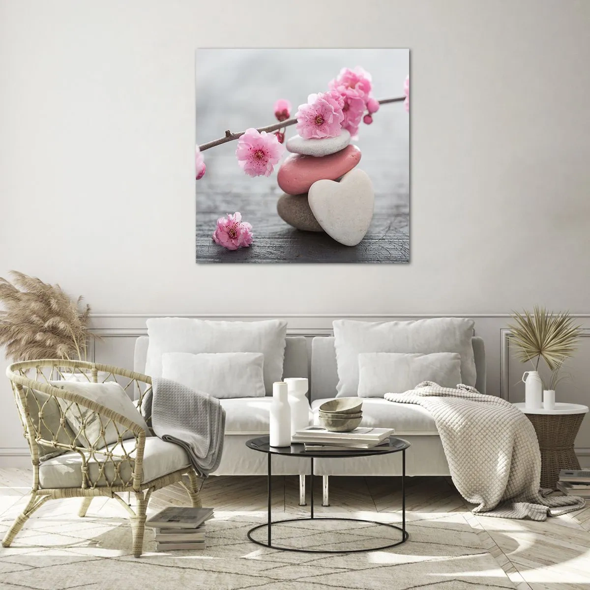 Impression sur verre - Image sur verre - Le bonheur avec une fleur de cerisier - 40x40 cm