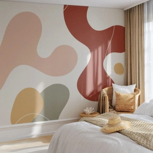 Papier Peint Photo Premium Sand - Formes organiques abstraites aux couleurs chaudes - 100x70cm - Entrelac - Décoration murale moderne pour le salon et la chambre ARTTOR