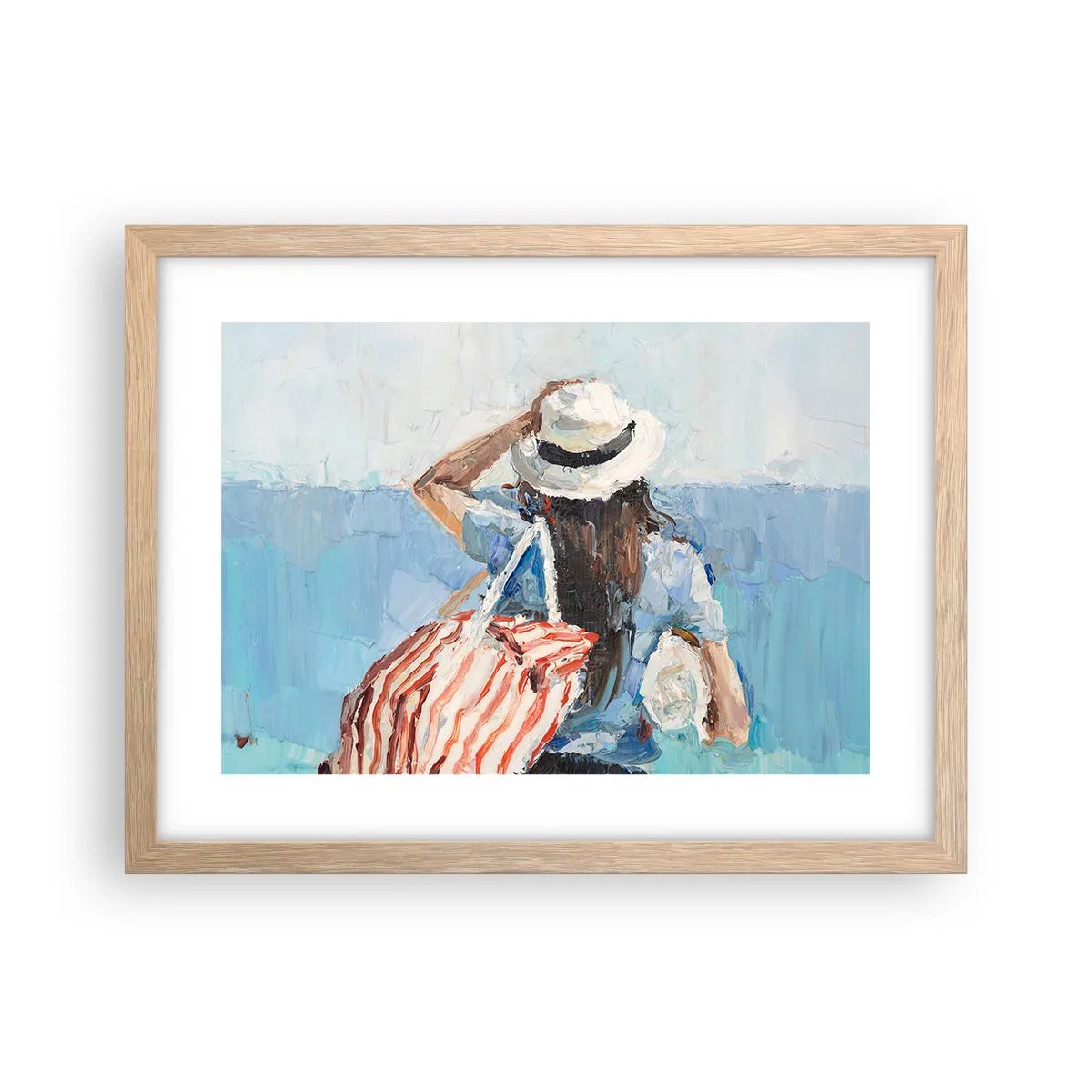 Affiche dans un chêne clair - Poster - Bienvenue à vos vacances - 40x30 cm