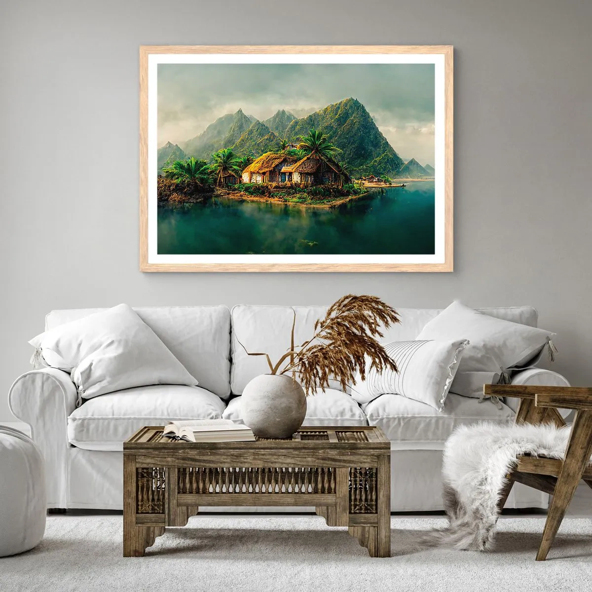 Affiche dans un chêne clair - Poster - Paradis tropical - 91x61 cm