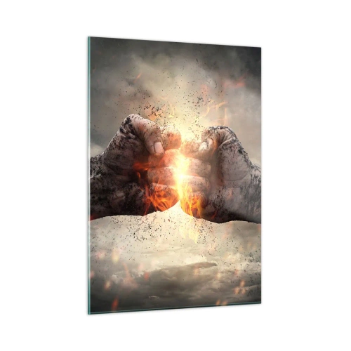Impression sur verre - Image sur verre - Résistez au combat - 50x70cm - Lève-toi pour le combat - Décoration murale moderne pour le salon et la chambre ARTTOR