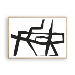 Affiche dans un chêne clair - Poster - Conception noir et blanc - 100x70 cm