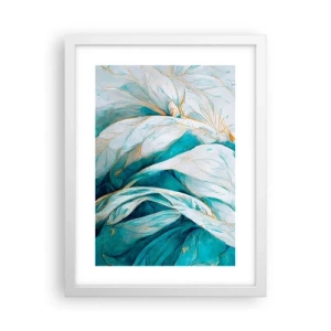 Affiche dans un cadre blanc - Poster - Abstraction bleue avec un motif doré - 30x40 cm