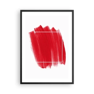 Affiche dans un cadre noir - Poster - Pinceau rouge avec contour blanc dans un style minimaliste - 50x70cm - En dehors du cadre - Décoration murale moderne pour le salon et la chambre ARTTOR