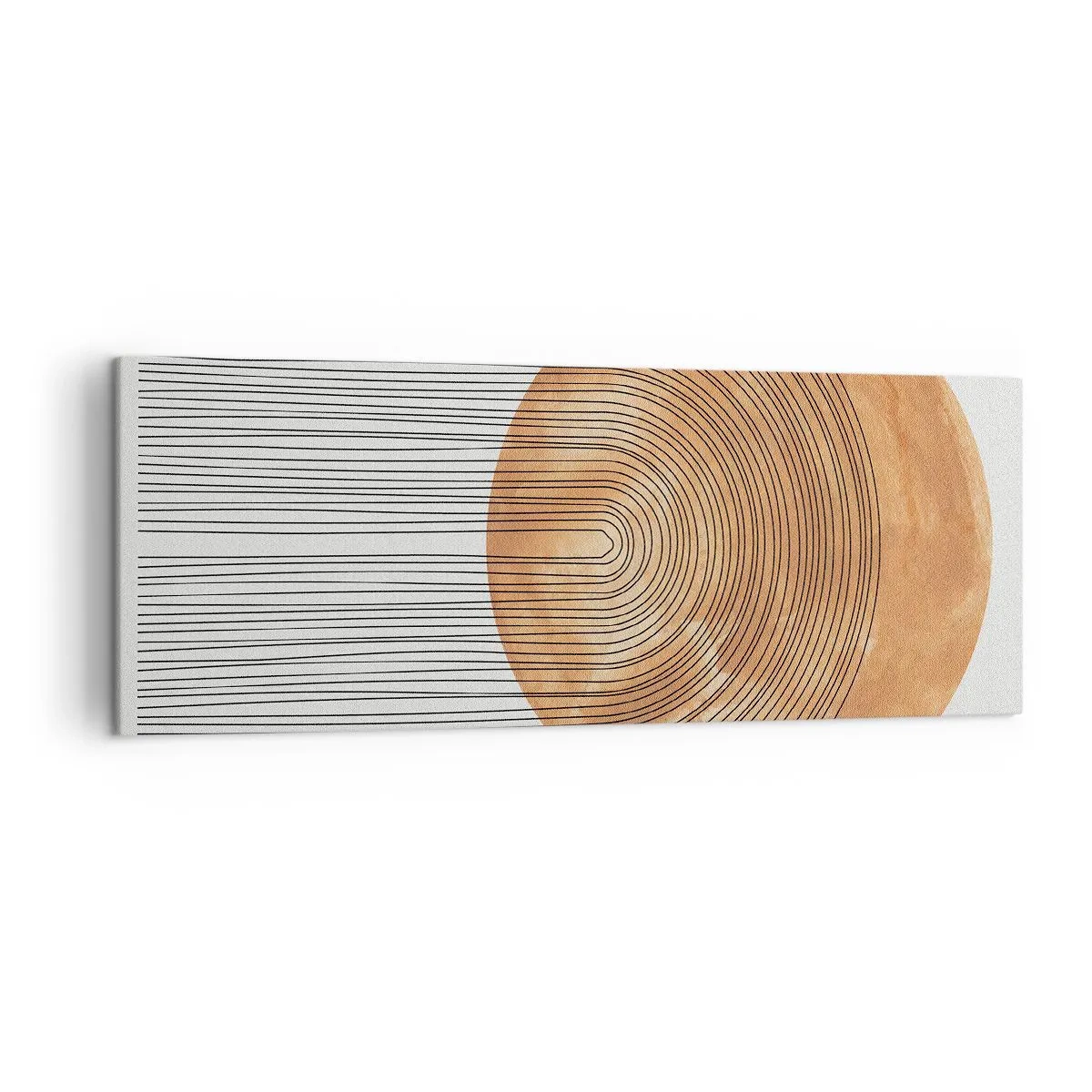 Impression sur toile - Image sur toile - Composition géométrique avec des cercles et des lignes aux couleurs chaudes. - 140x50cm - Composition solaire - Décoration murale moderne pour le salon et la chambre ARTTOR