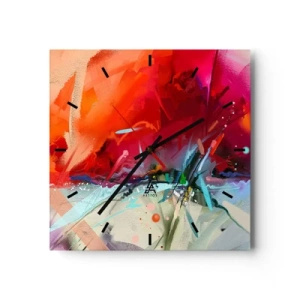 Horloge murale - Pendule murale - Paysage abstrait aux couleurs intenses - 30x30cm - Une explosion de lumières et de couleurs - Décoration murale moderne pour le salon et la chambre ARTTOR