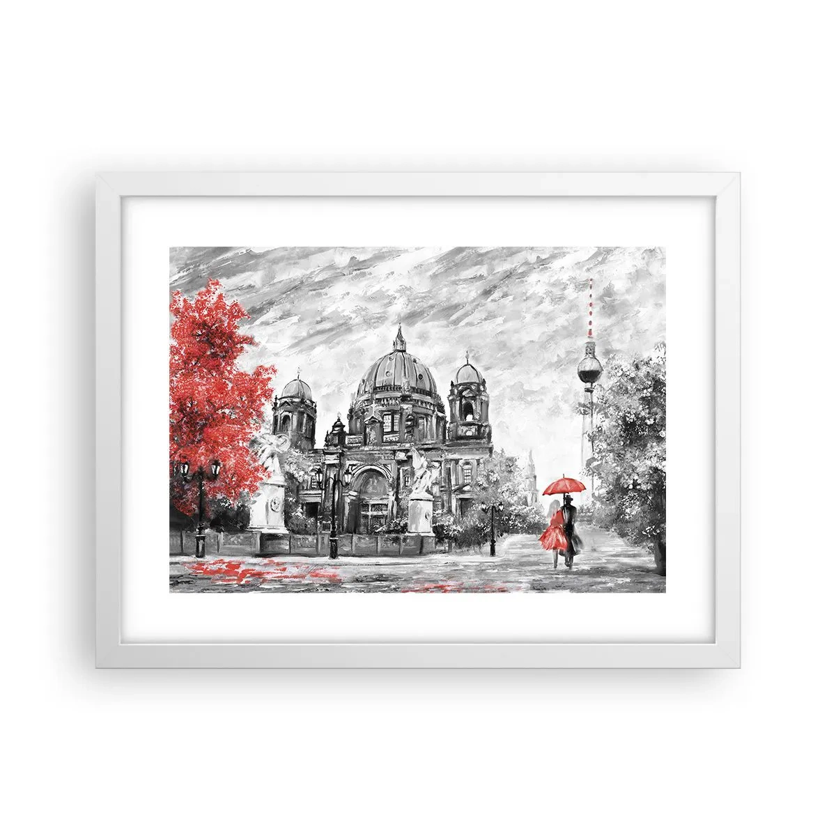 Affiche dans un cadre blanc - Poster - Rencontre berlinoise - 40x30 cm