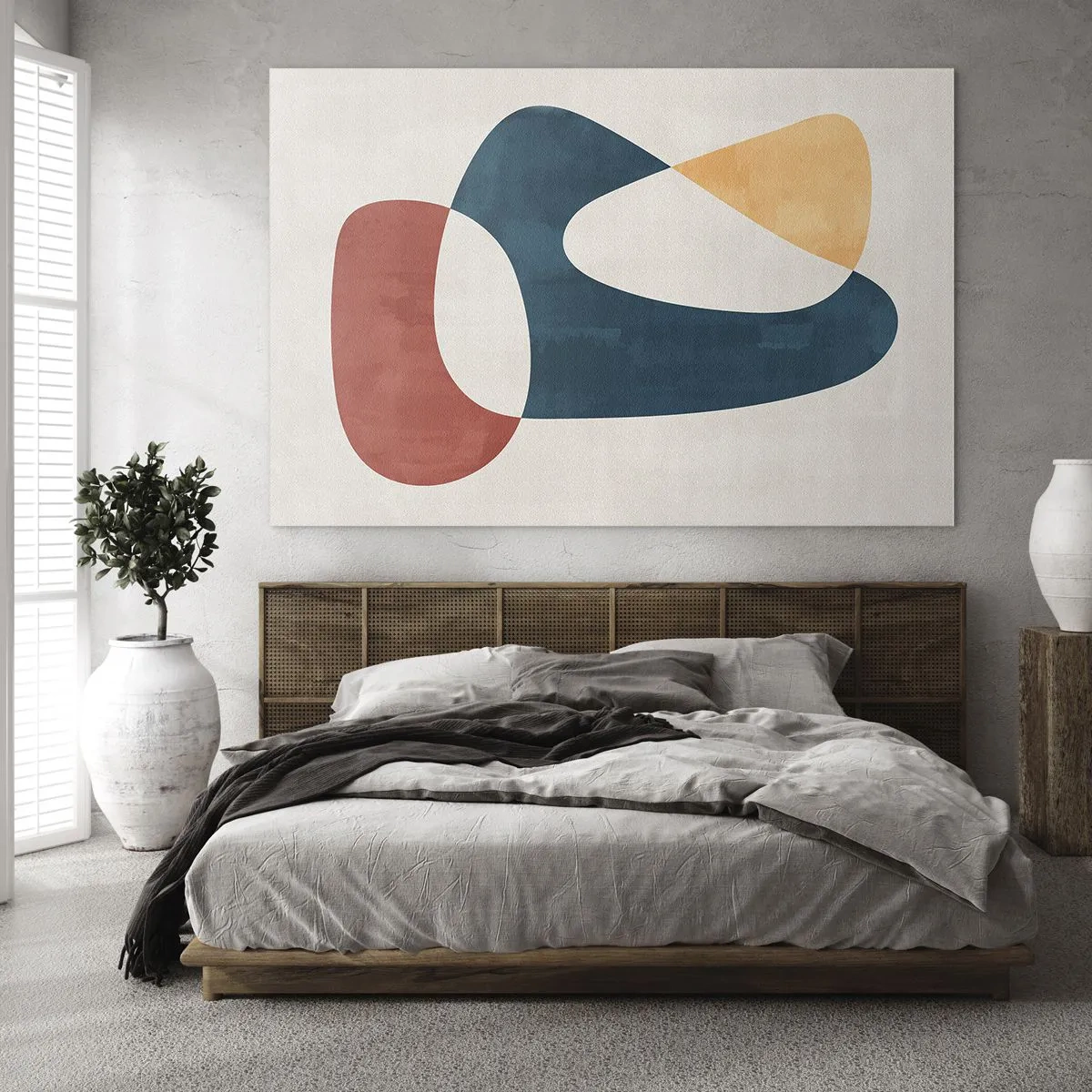 Impression sur verre - Image sur verre - Abstraction minimaliste dans les tons de rouge et de bleu marine - 120x80cm - Influences et métamorphoses - Décoration murale moderne pour le salon et la chambre ARTTOR