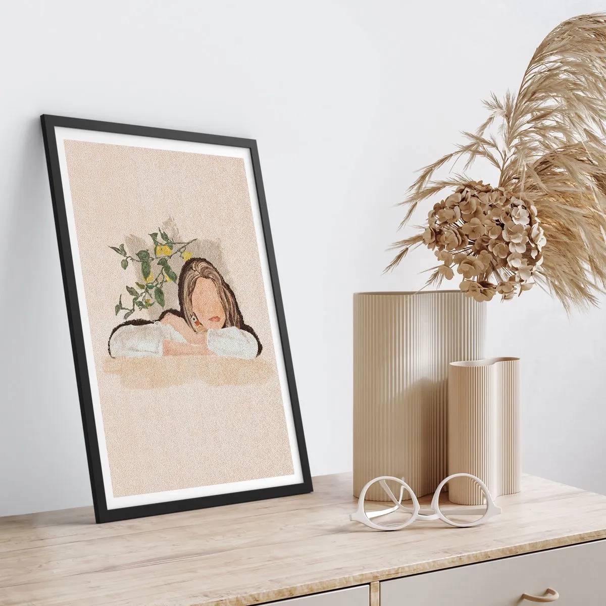 Affiche dans un cadre noir - Poster - Une figure pensive entourée par la nature - 50x70cm - La beauté du sud - Décoration murale moderne pour le salon et la chambre ARTTOR