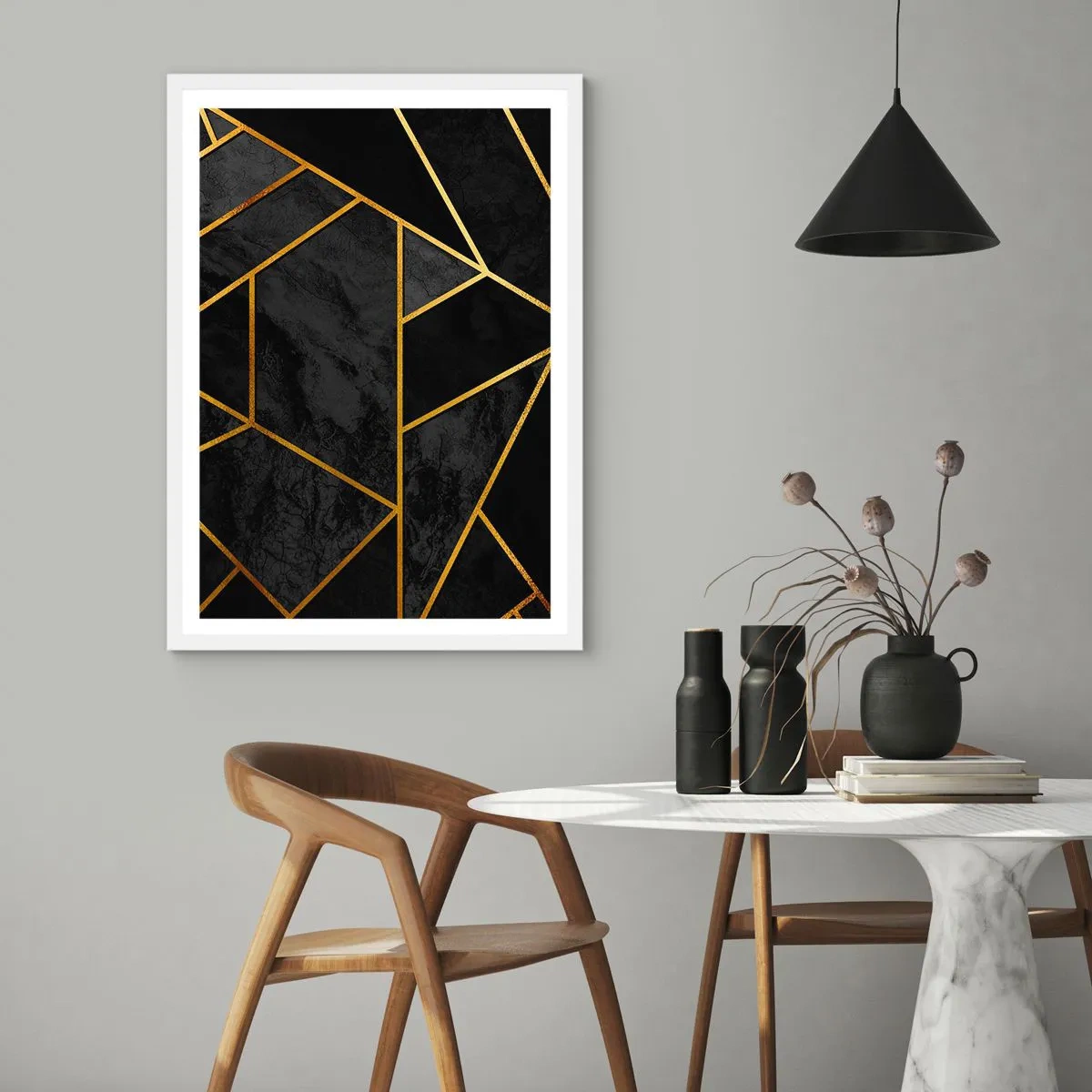 Affiche dans un cadre blanc - Poster - Obscurité et éclat - 61x91 cm