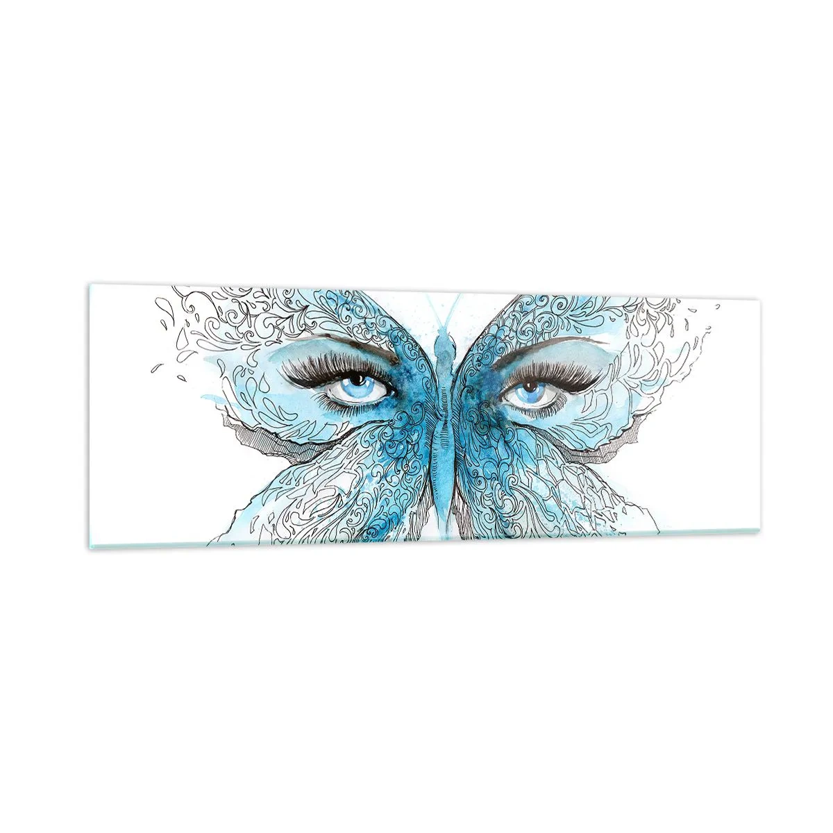 Impression sur verre - Image sur verre - Mésange bleue Eros - 90x30 cm